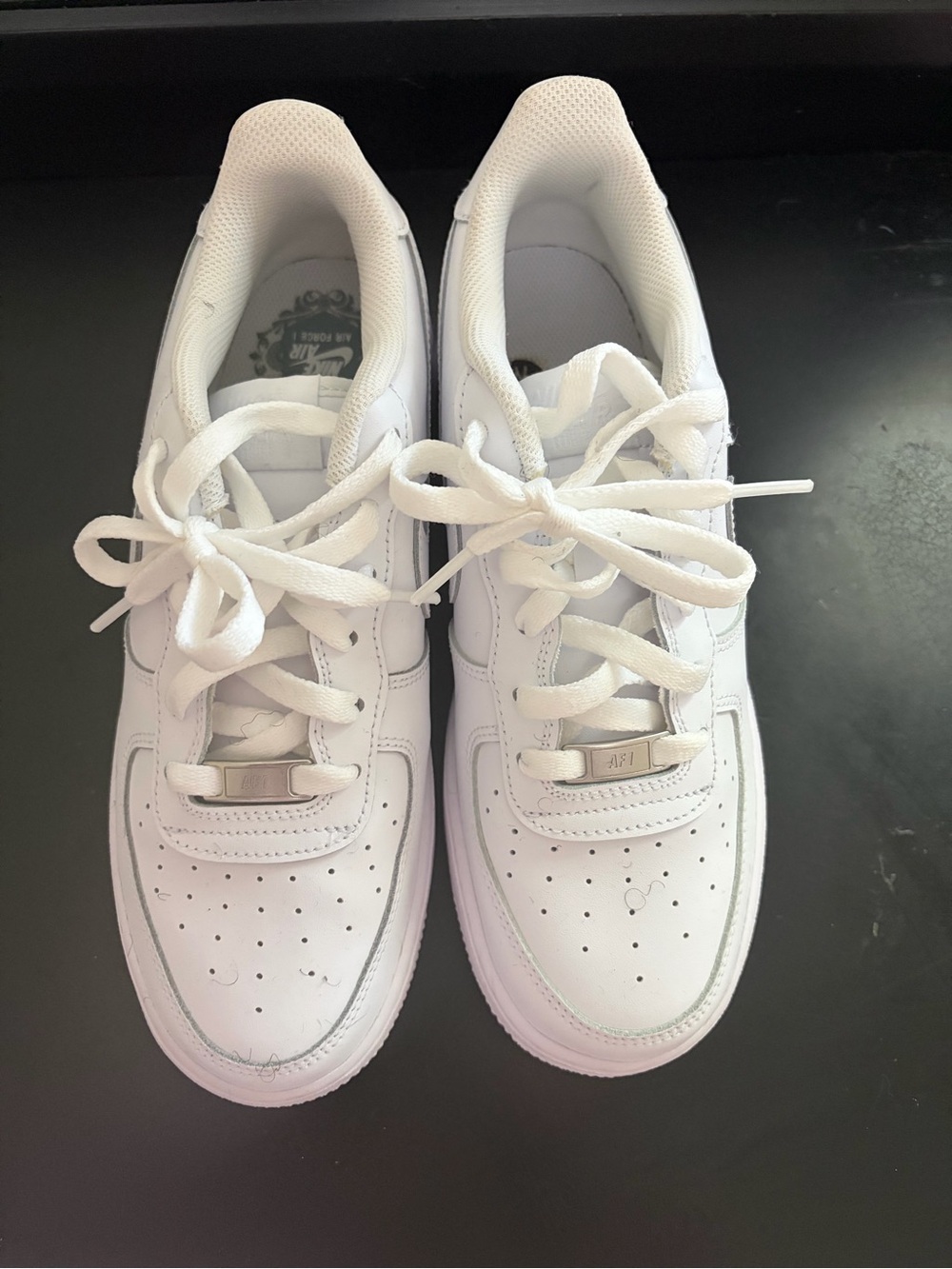 2 pair bundle of all white Nike Air Force Ones